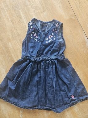 U.S. Polo Assn. Girls' Dark Blue Embroidered Denim Dress